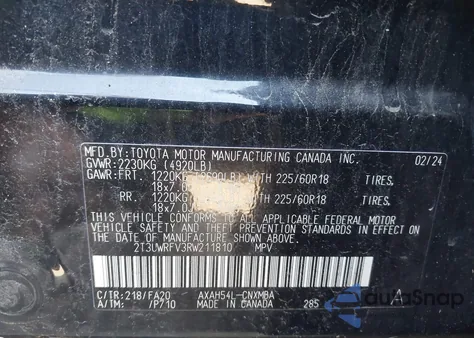 2024 Toyota Rav4 Hybrid Woodland Edition из США, поврежденный, VIN 2T3UWRFV3RW211810